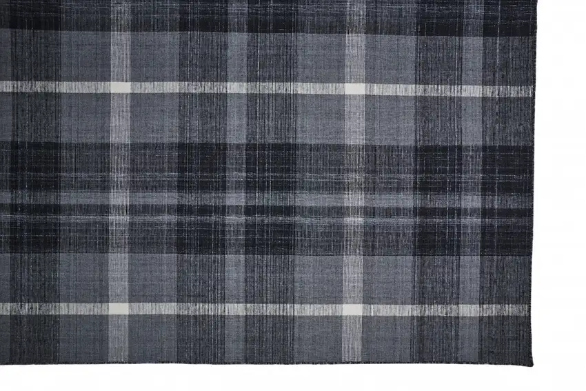 Black Gray And White Abstract Hand Woven Stain Resistant Area Rug Photo 5