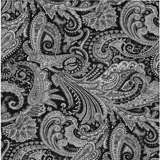 Black Gray And White Paisley Washable Indoor Outdoor Area Rug Photo 6