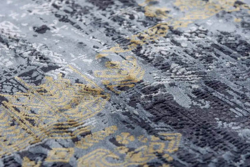 Black Gray Beige And Ivory Abstract Area Rug Photo 4