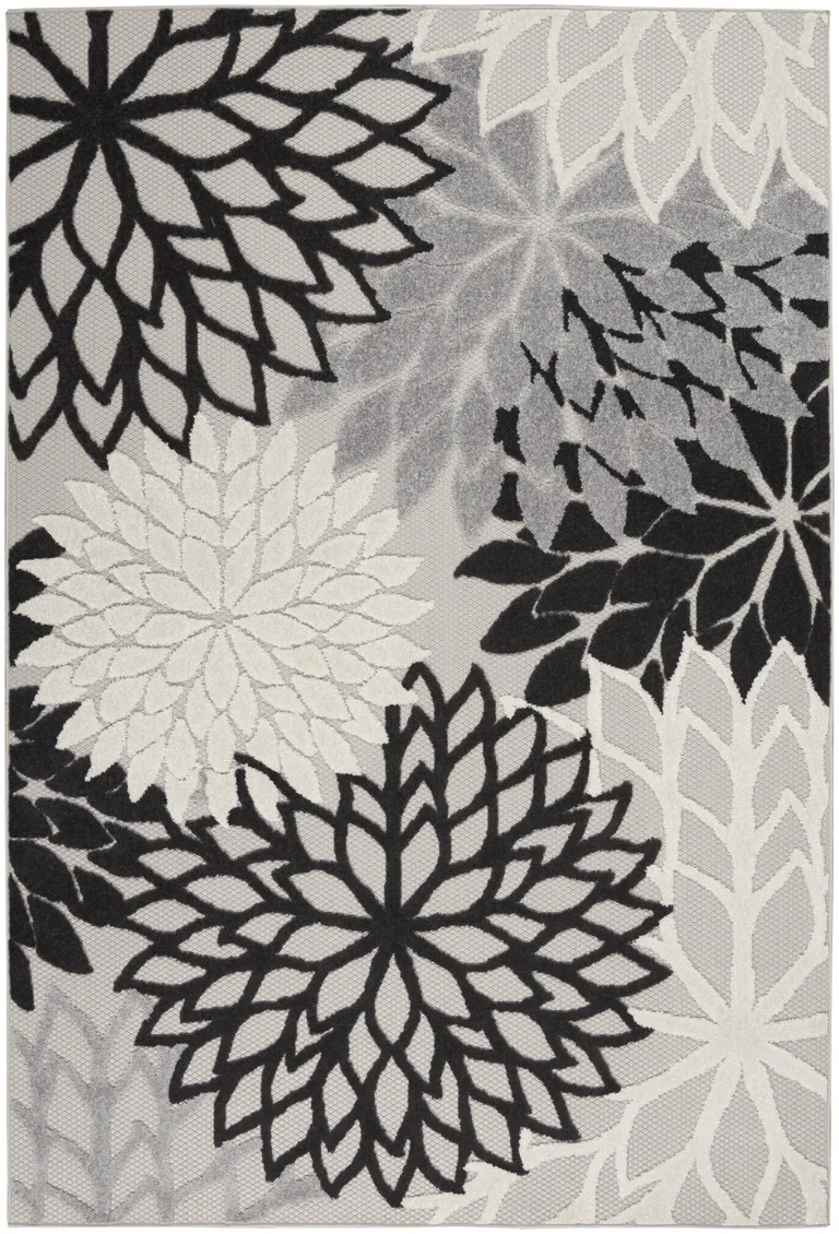 Black Gray White Indoor Outdoor Area Rug Photo 1