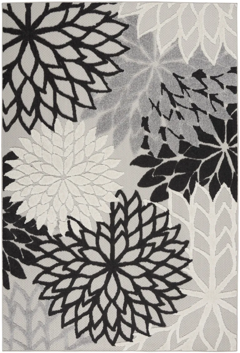 Black Gray White Indoor Outdoor Area Rug Photo 1