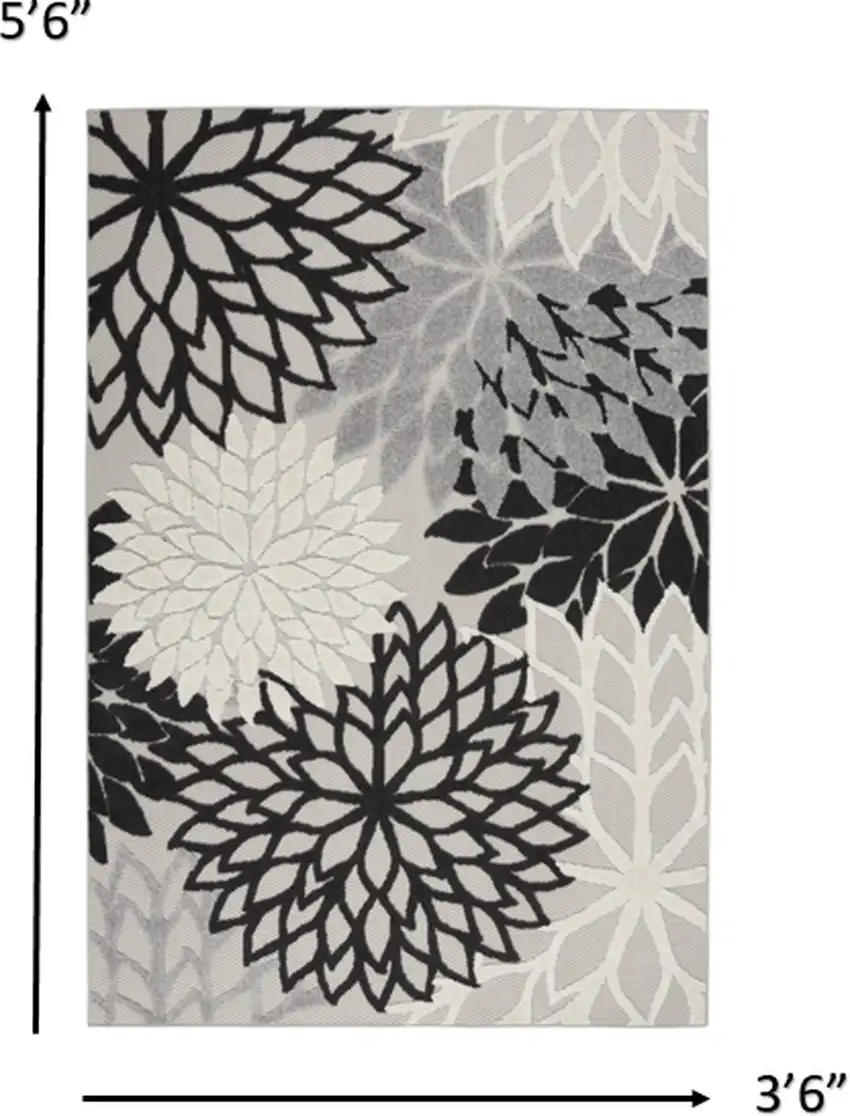 Black Gray White Indoor Outdoor Area Rug Photo 2