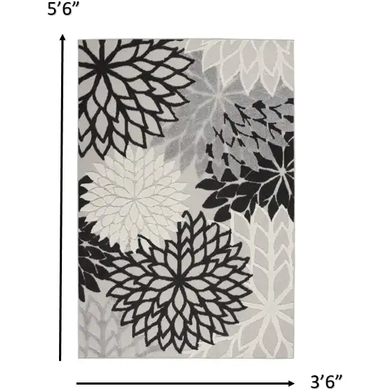 Black Gray White Indoor Outdoor Area Rug Photo 2