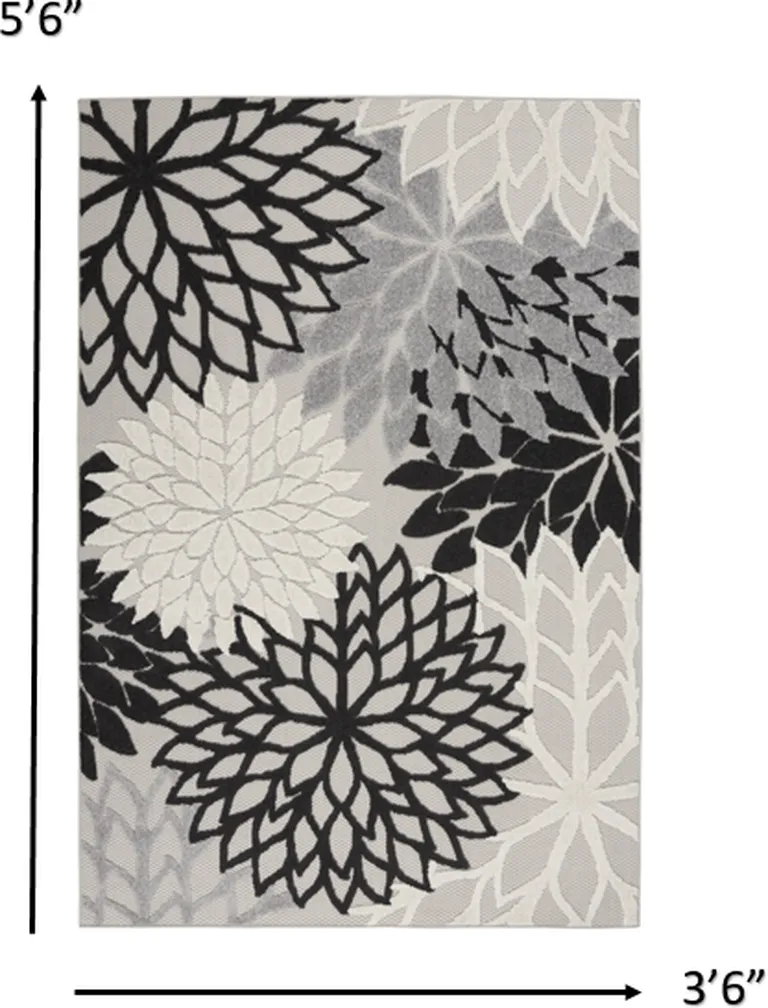 Black Gray White Indoor Outdoor Area Rug Photo 2