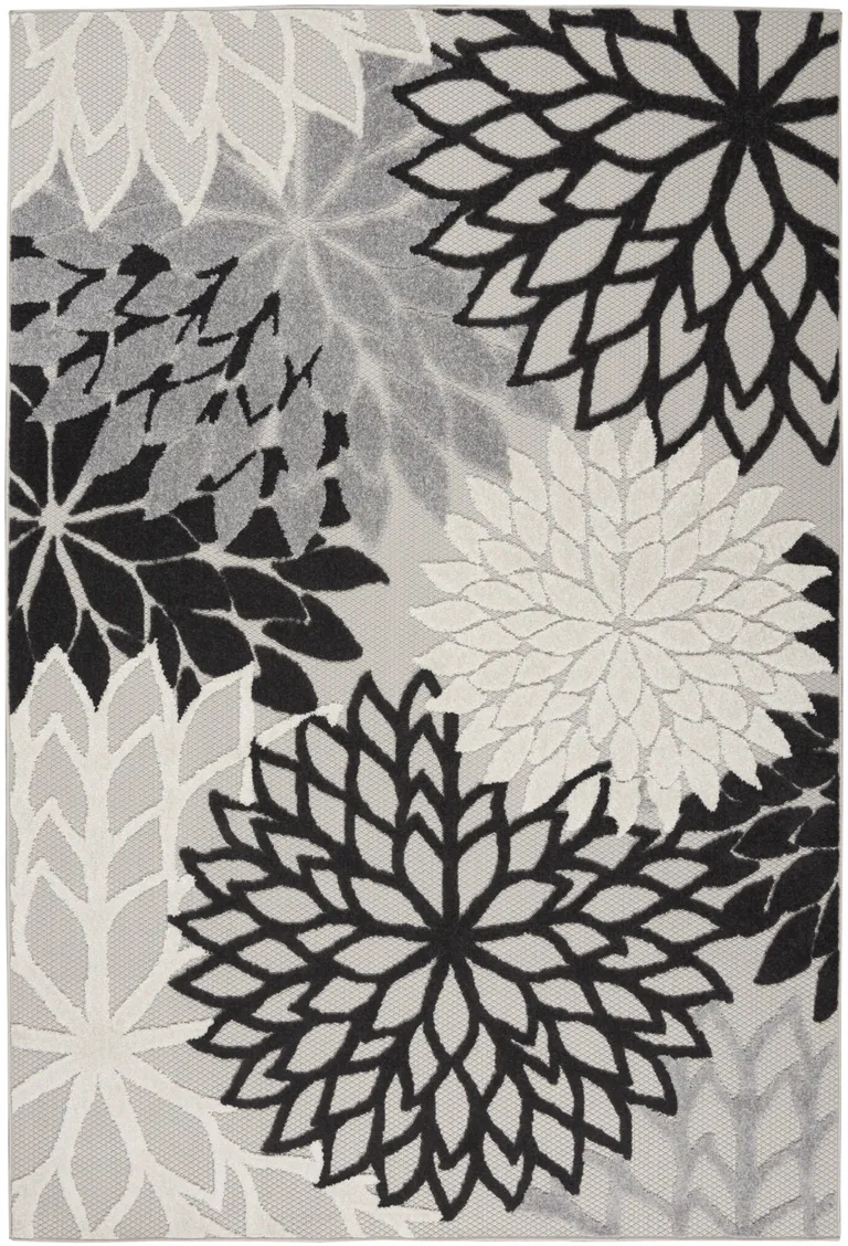 Black Gray White Indoor Outdoor Area Rug Photo 5
