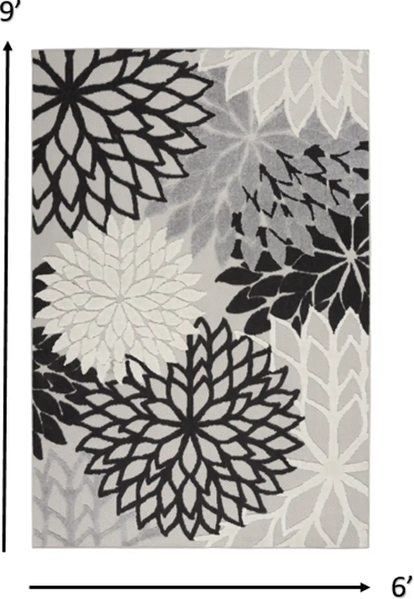 Black Gray White Indoor Outdoor Area Rug Photo 2