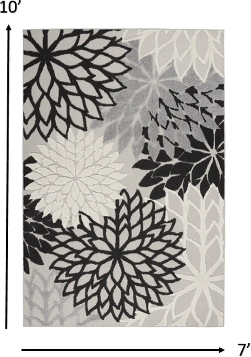 Black Gray White Indoor Outdoor Area Rug Photo 3