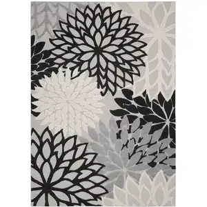 Photo of Black Gray White Indoor Outdoor Area Rug