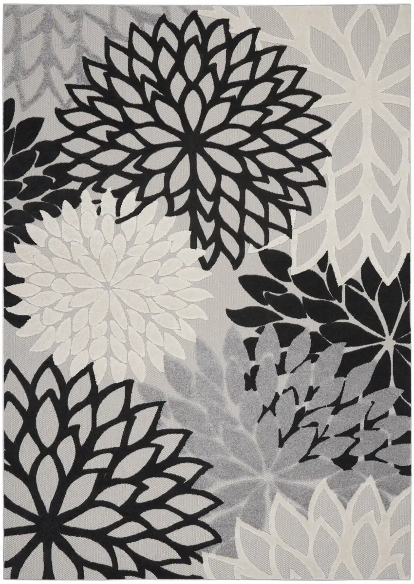 Black Gray White Indoor Outdoor Area Rug Photo 1