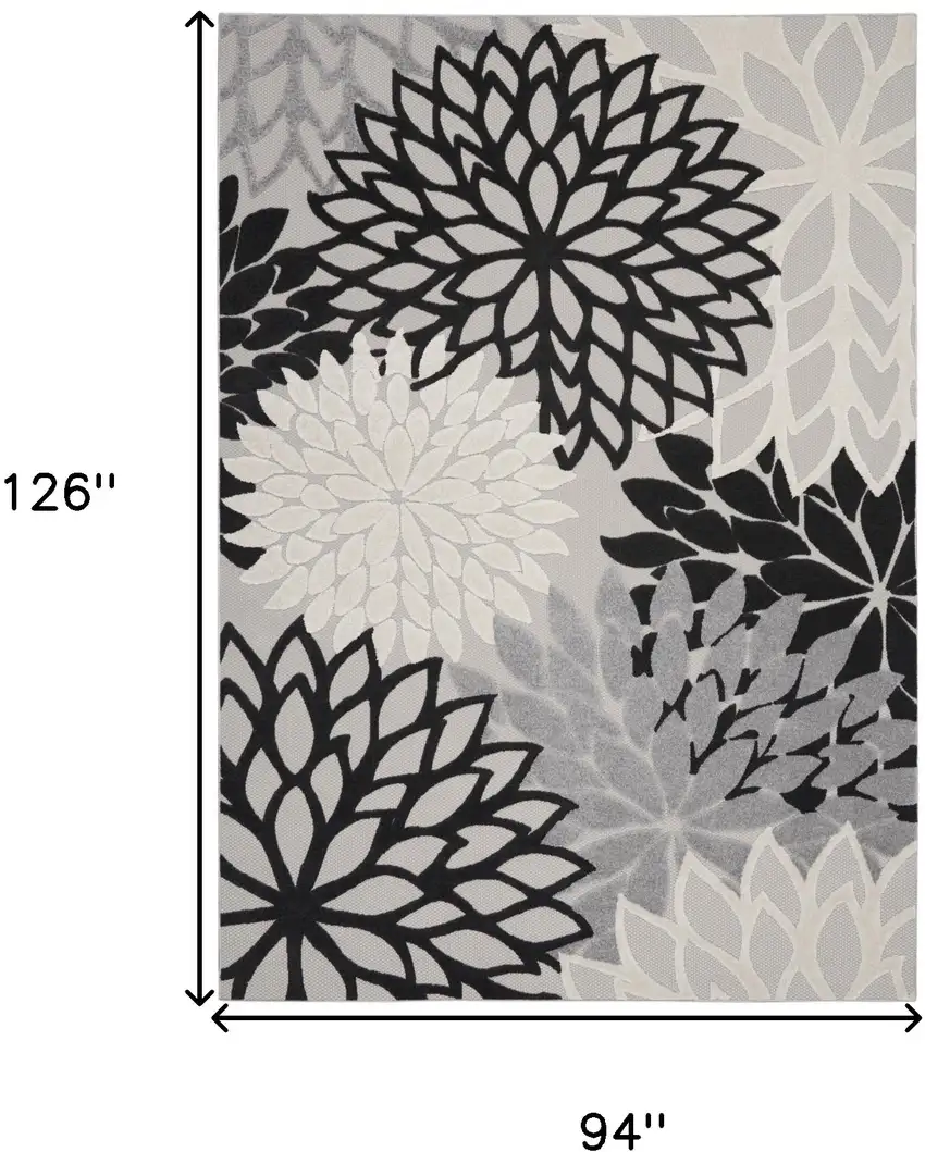 Black And White Floral Indoor Outdoor Area Rug Photo 9