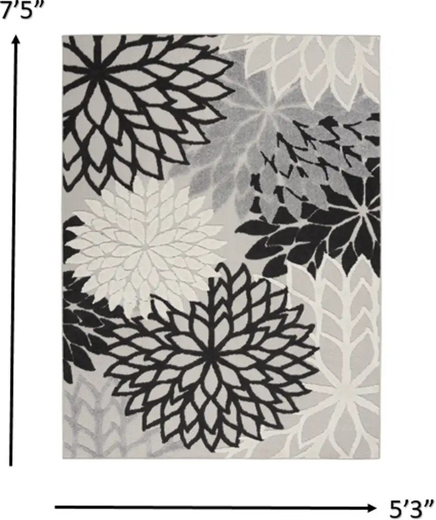 Black Gray White Indoor Outdoor Area Rug Photo 2