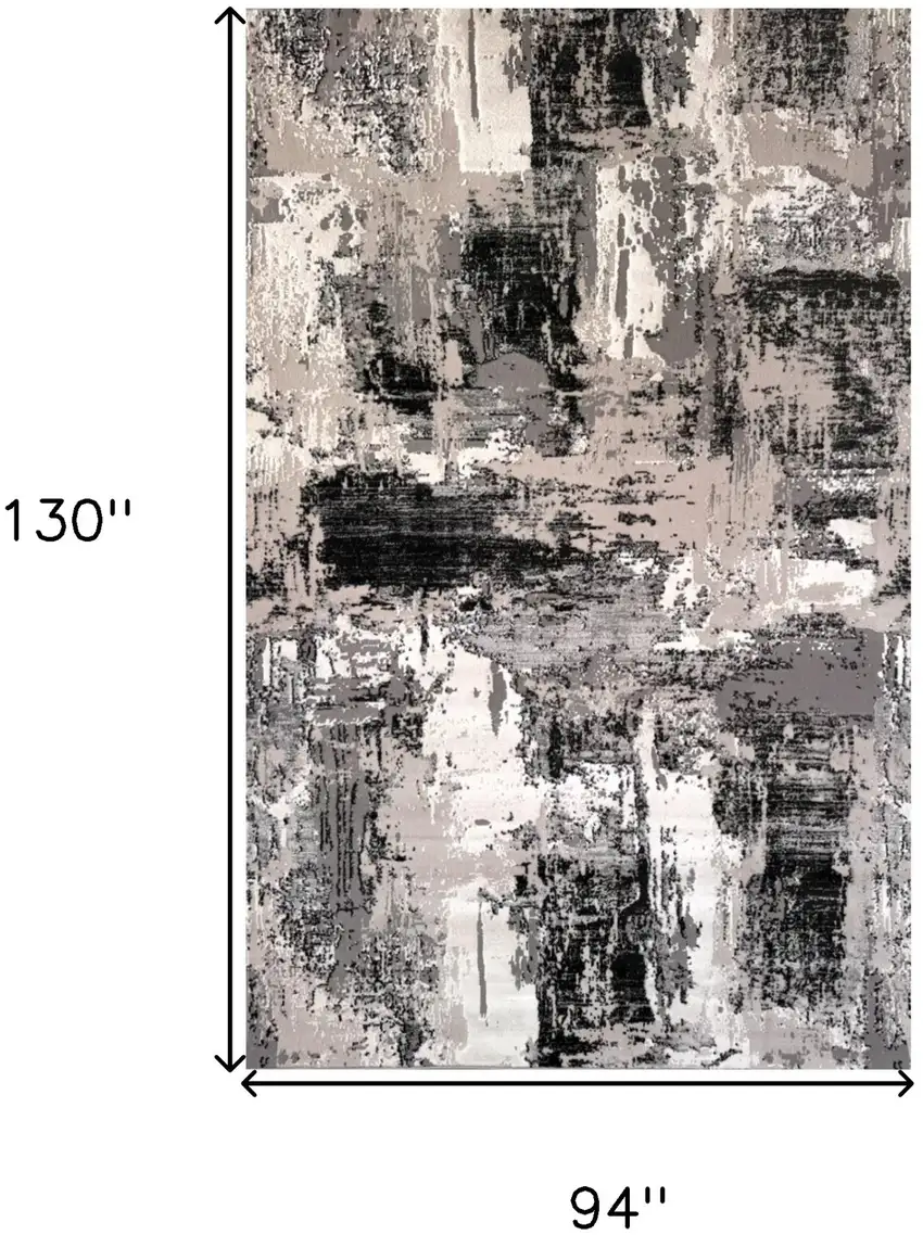 Black Gray and Beige Abstract Area Rug Photo 8