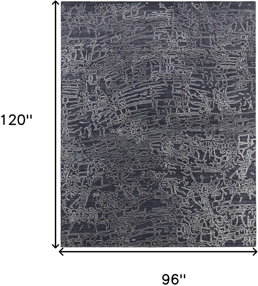 Black Gray and Ivory Abstract Hand Woven Area Rug Photo 3