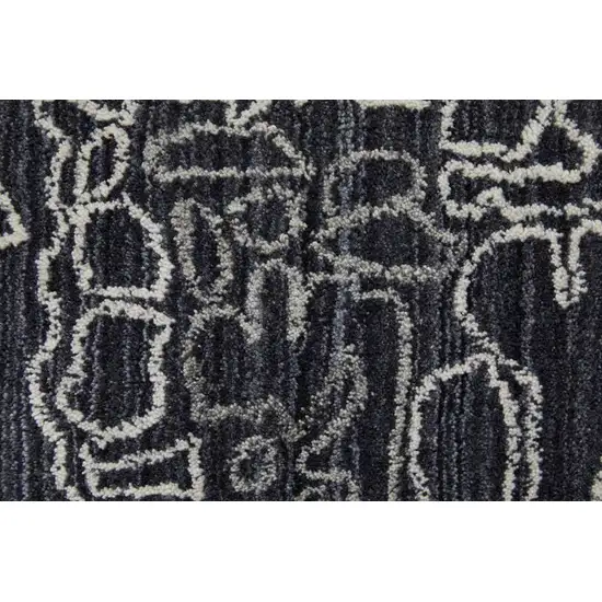 Black Gray and Ivory Abstract Hand Woven Area Rug Photo 9