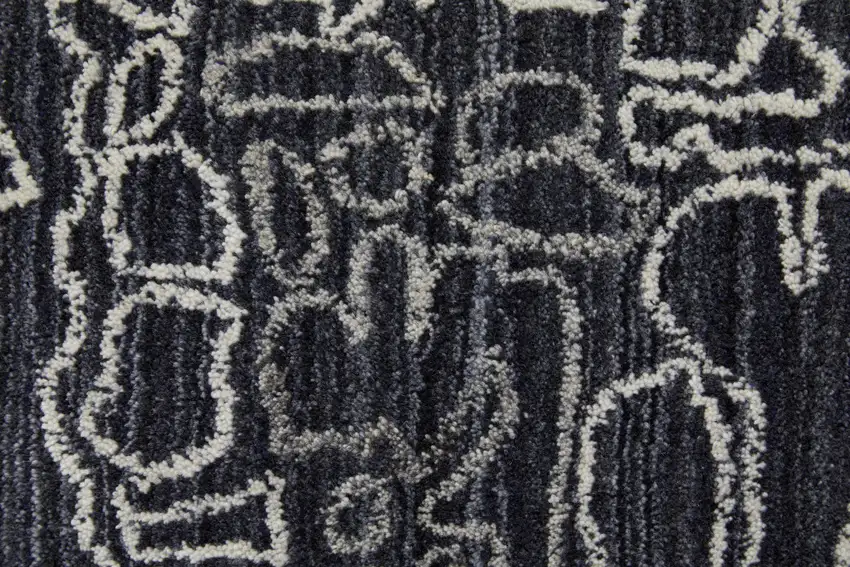 Black Gray and Ivory Abstract Hand Woven Area Rug Photo 9