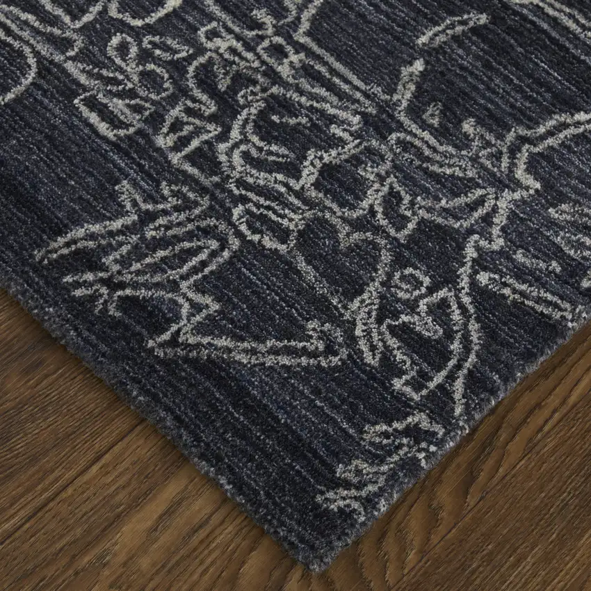 Black Gray and Ivory Abstract Hand Woven Area Rug Photo 8