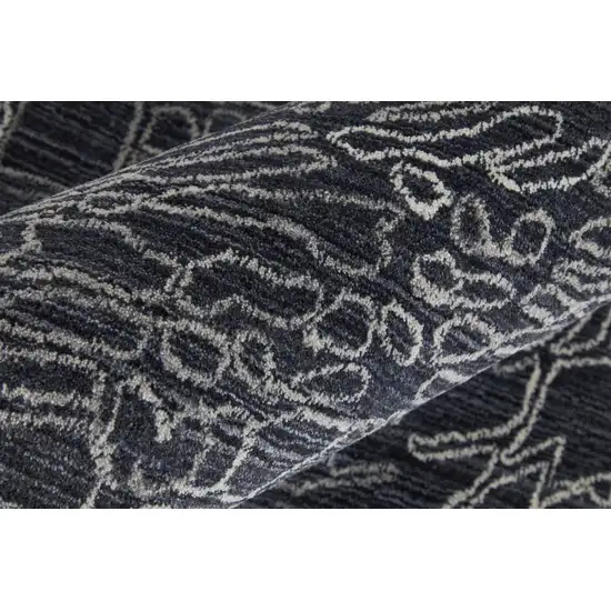 Black Gray and Ivory Abstract Hand Woven Area Rug Photo 8