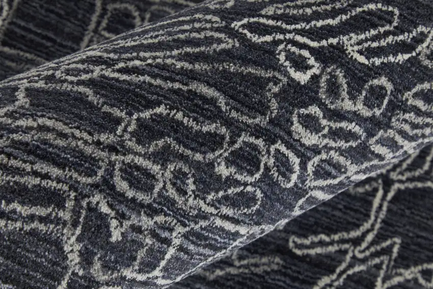 Black Gray and Ivory Abstract Hand Woven Area Rug Photo 8