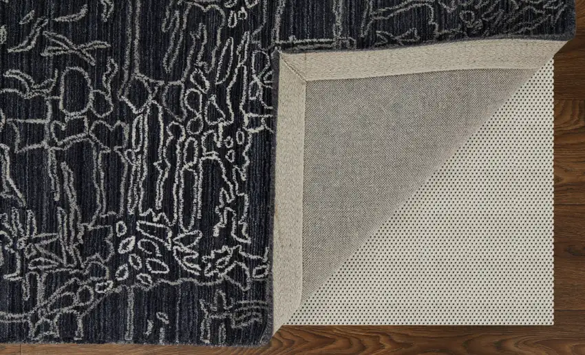 Black Gray and Ivory Abstract Hand Woven Area Rug Photo 5