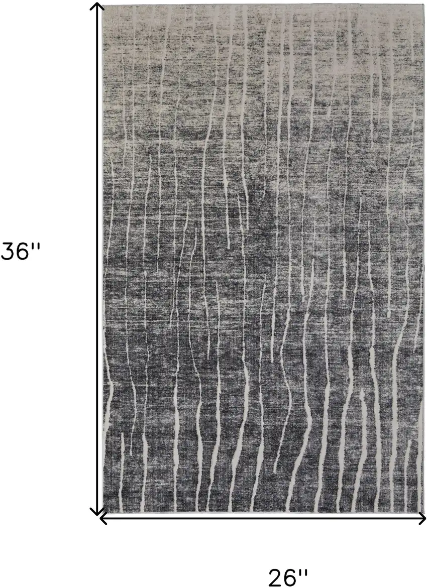 Black Gray and Ivory Abstract Power Loom Area Rug Photo 3