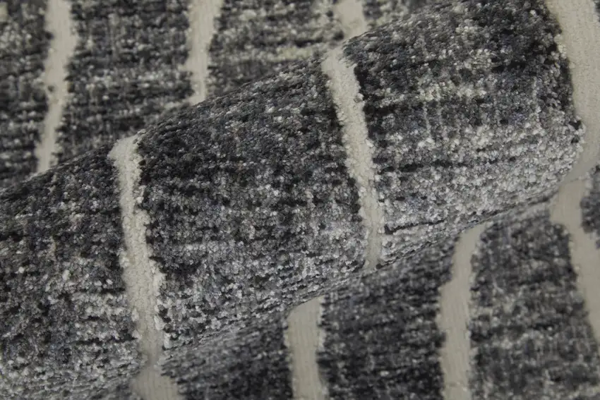 Black Gray and Ivory Abstract Power Loom Area Rug Photo 9