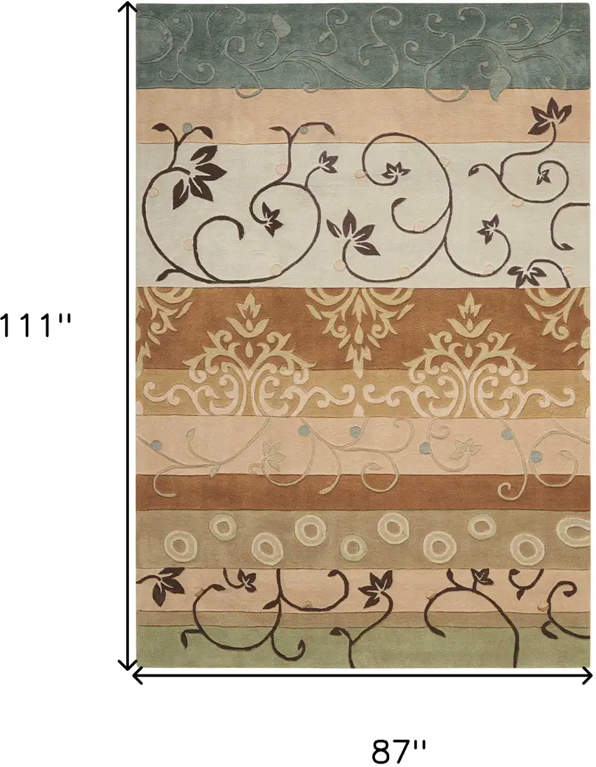 Black Gray and Tan Floral Vines Area Rug Photo 3