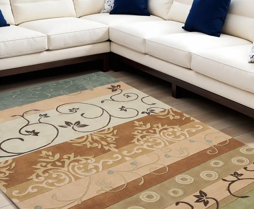Black Gray and Tan Floral Vines Area Rug Photo 1