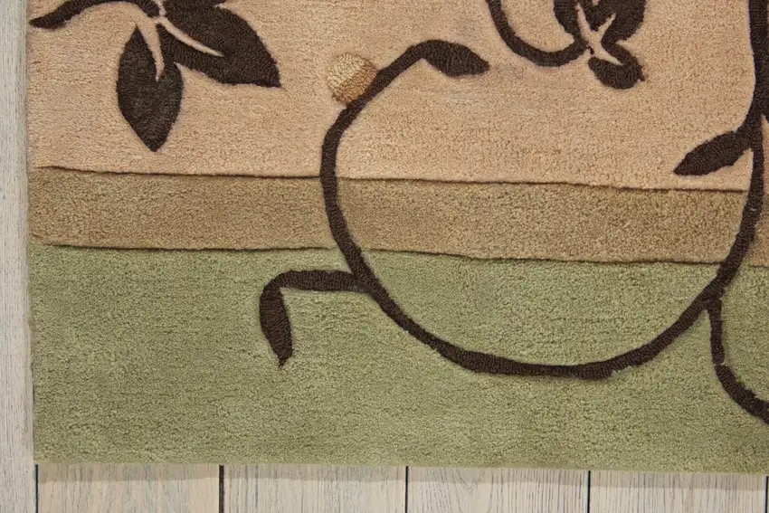 Black Gray and Tan Floral Vines Area Rug Photo 7