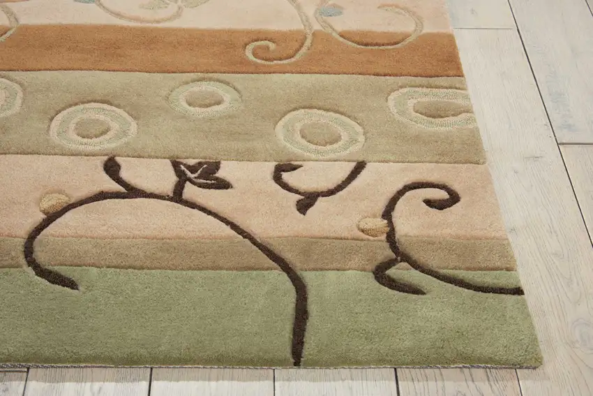 Black Gray and Tan Floral Vines Area Rug Photo 9