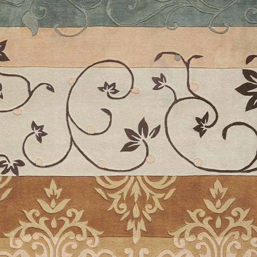 Black Gray and Tan Floral Vines Area Rug Photo 5