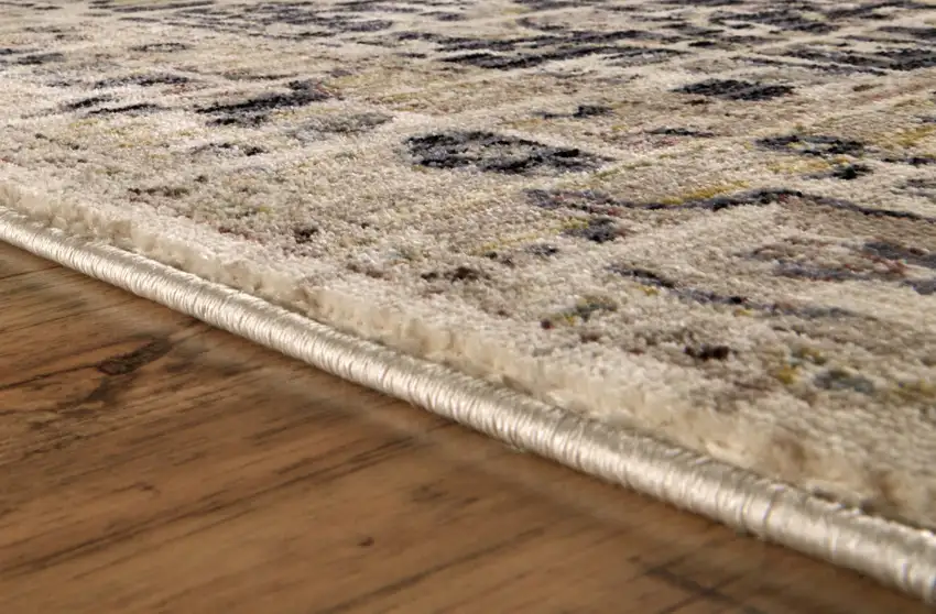 Black Gray and Tan Oriental Power Loom Worn Faded Area Rug Photo 4