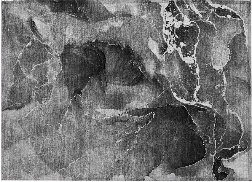 Black Gray and White Abstract Washable Non Skid Indoor Outdoor Area Rug Photo 2