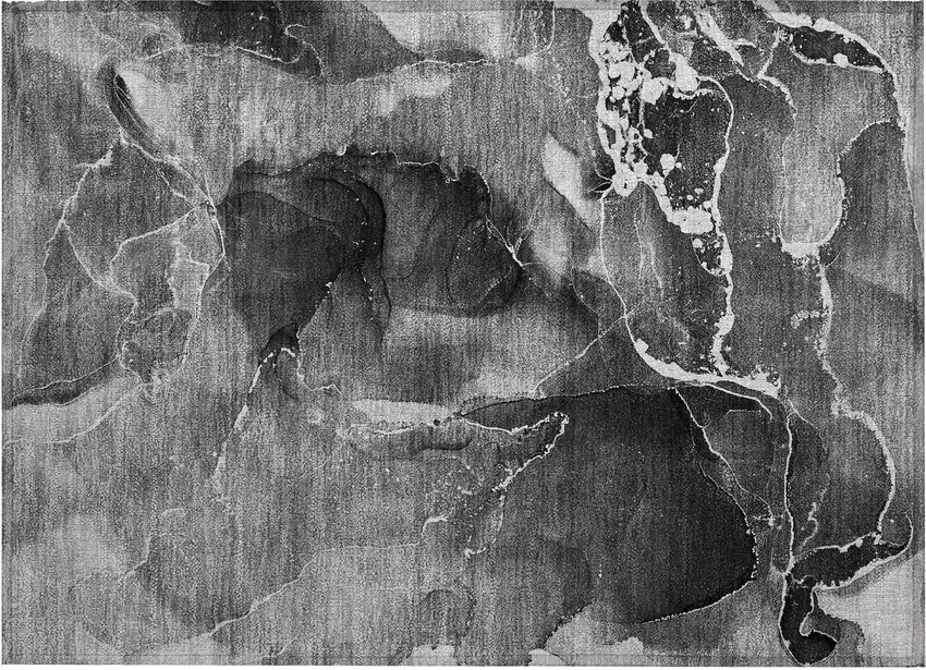 Black Gray and White Abstract Washable Non Skid Indoor Outdoor Area Rug Photo 2