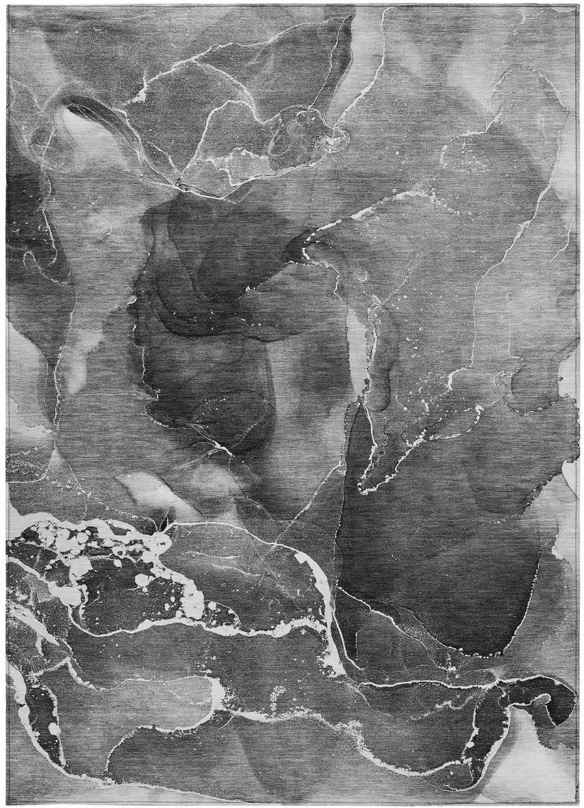 Black Gray and White Abstract Washable Non Skid Indoor Outdoor Area Rug Photo 4