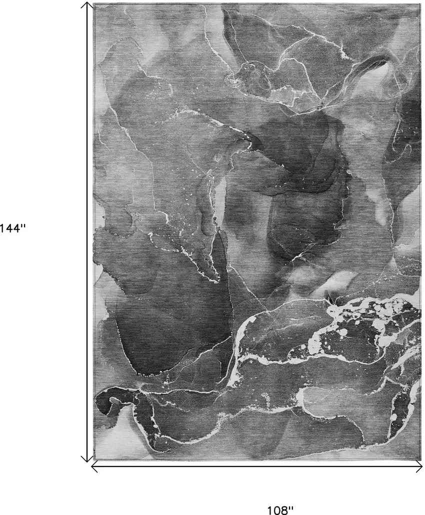 Black Gray and White Abstract Washable Non Skid Indoor Outdoor Area Rug Photo 3