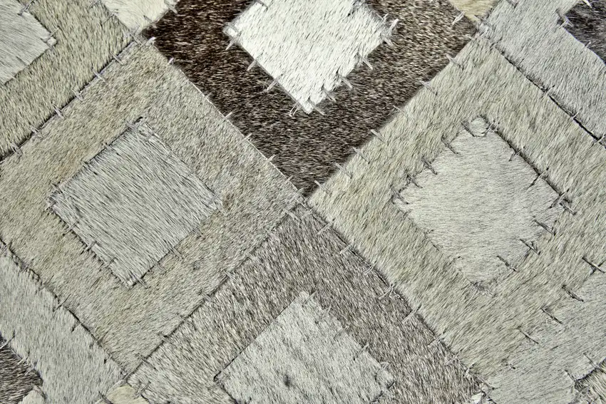 Black Gray and White Faux Cowhide Animal Print Power Loom Area Rug Photo 9