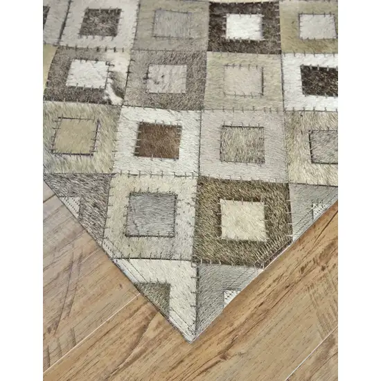Black Gray and White Faux Cowhide Animal Print Power Loom Area Rug Photo 7