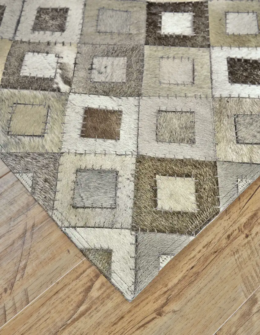 Black Gray and White Faux Cowhide Animal Print Power Loom Area Rug Photo 7