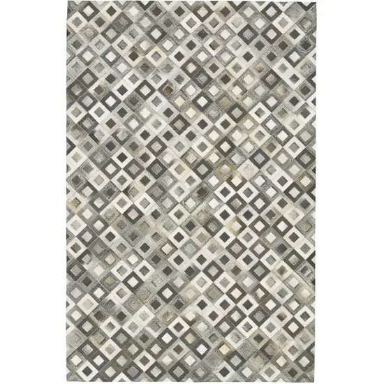 Black Gray and White Faux Cowhide Animal Print Power Loom Area Rug Photo 6