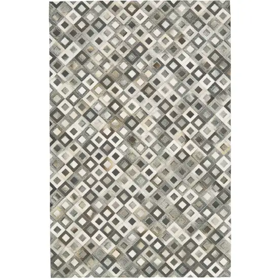 Black Gray and White Faux Cowhide Animal Print Power Loom Area Rug Photo 4
