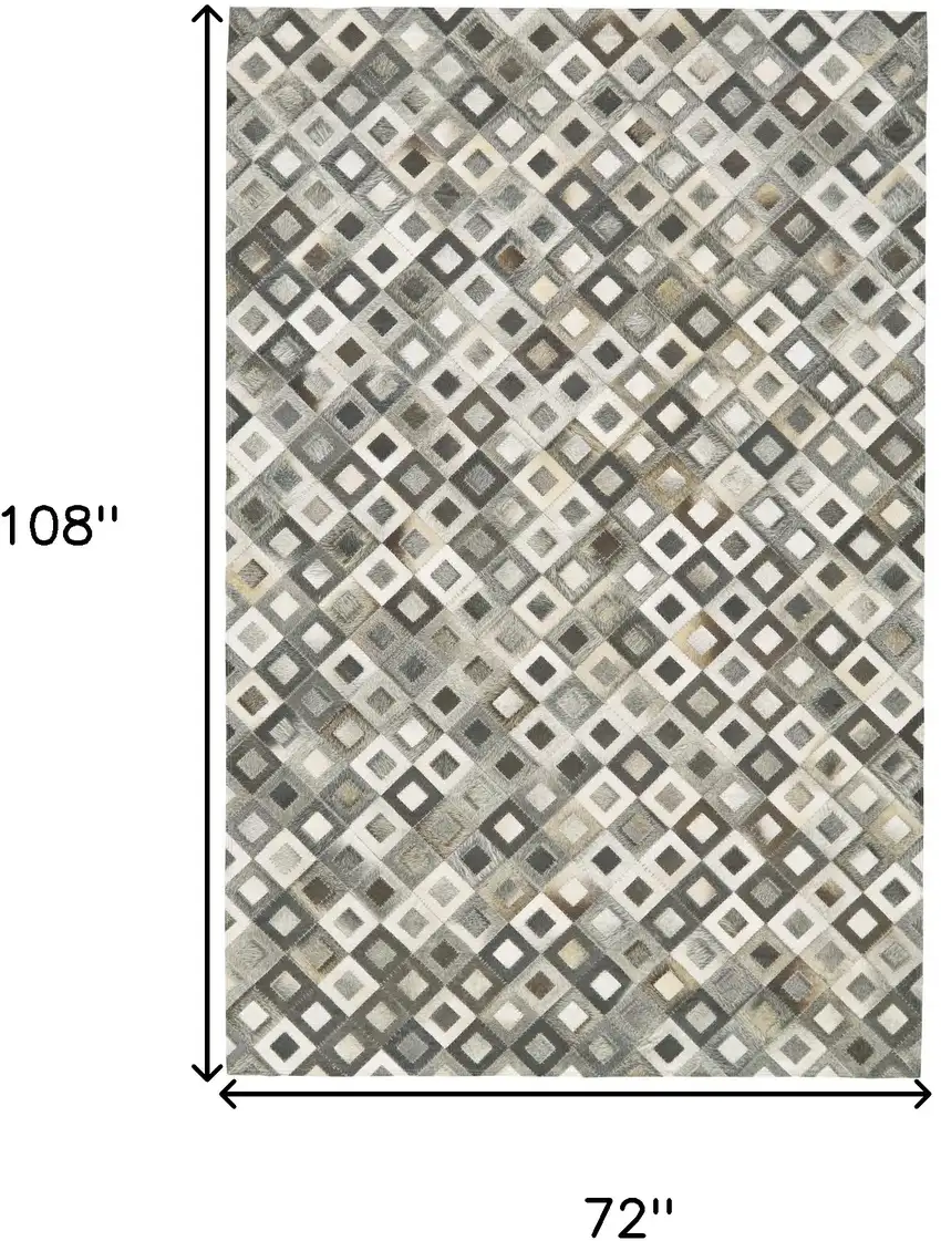 Black Gray and White Faux Cowhide Animal Print Power Loom Area Rug Photo 3