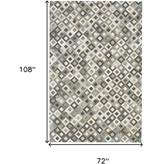Black Gray and White Faux Cowhide Animal Print Power Loom Area Rug Photo 3