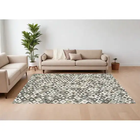 Black Gray and White Faux Cowhide Animal Print Power Loom Area Rug Photo 1