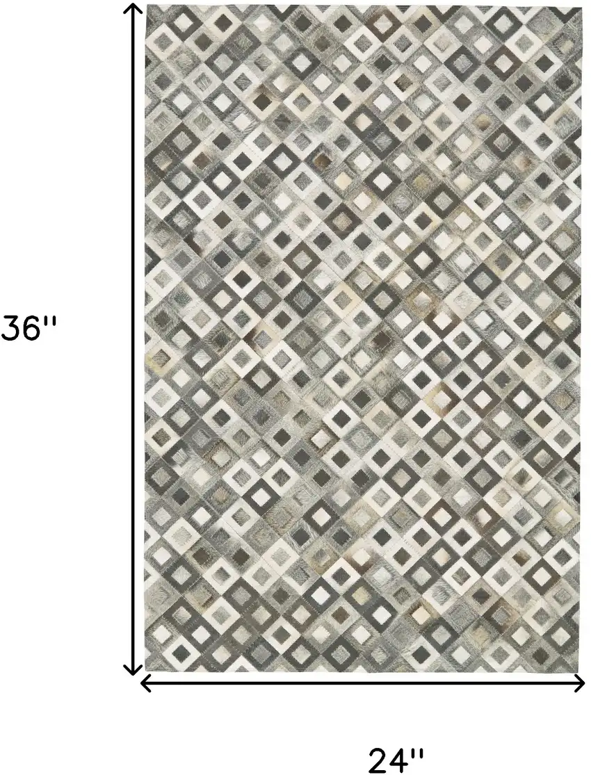 Black Gray and White Faux Cowhide Animal Print Power Loom Area Rug Photo 3