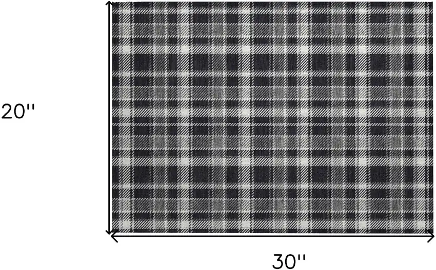 Black Gray and White Plaid Washable Non Skid Indoor Outdoor Area Rug Photo 3