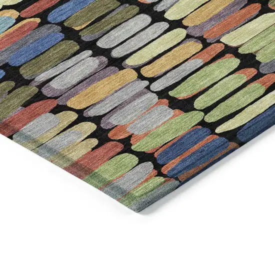 Black Green And Blue Abstract Washable Indoor Outdoor Area Rug Photo 7