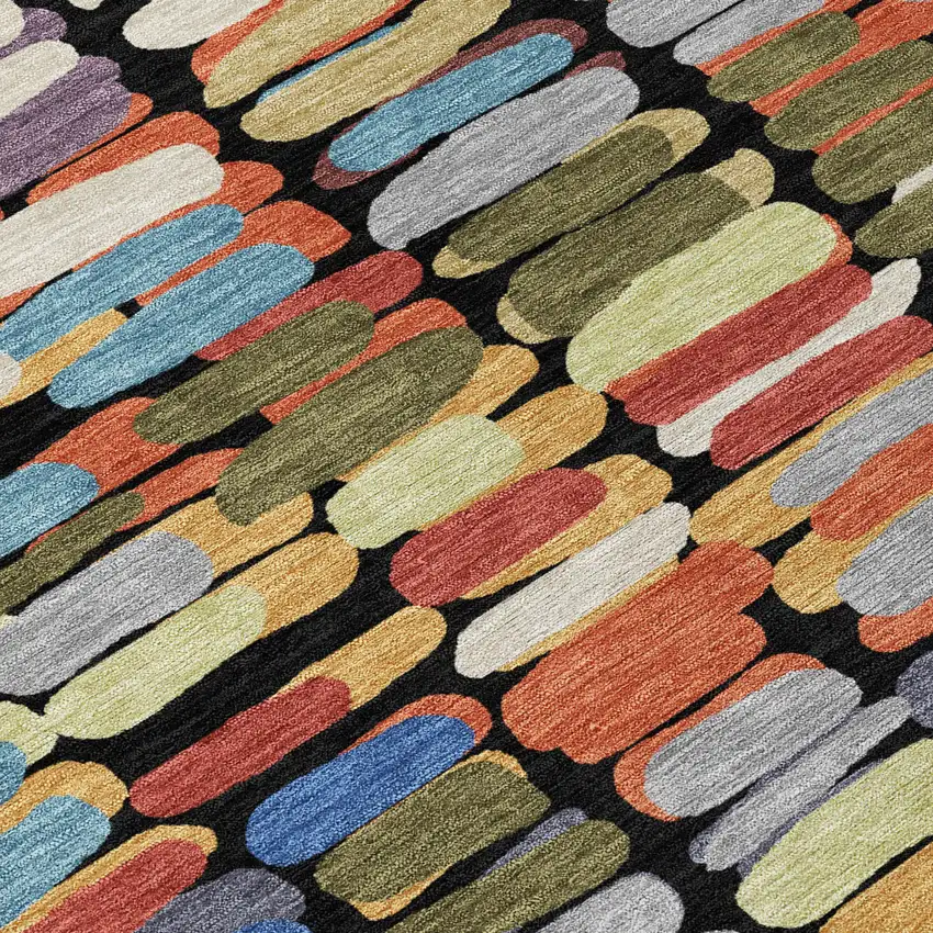 Black Green And Blue Abstract Washable Indoor Outdoor Area Rug Photo 8