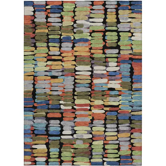 Black Green And Blue Abstract Washable Indoor Outdoor Area Rug Photo 5