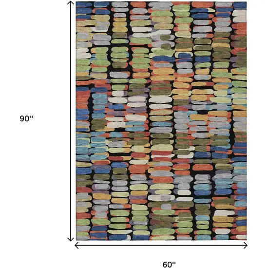 Black Green And Blue Abstract Washable Indoor Outdoor Area Rug Photo 3