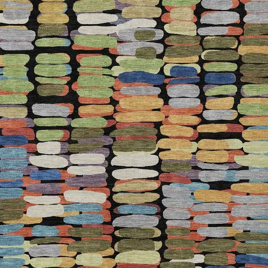 Black Green And Blue Abstract Washable Indoor Outdoor Area Rug Photo 8